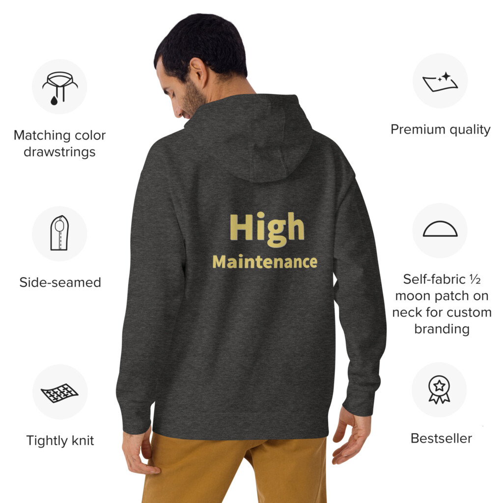 High Maintenance Heritage Hoodie II - Charcoal Heather, 2XL