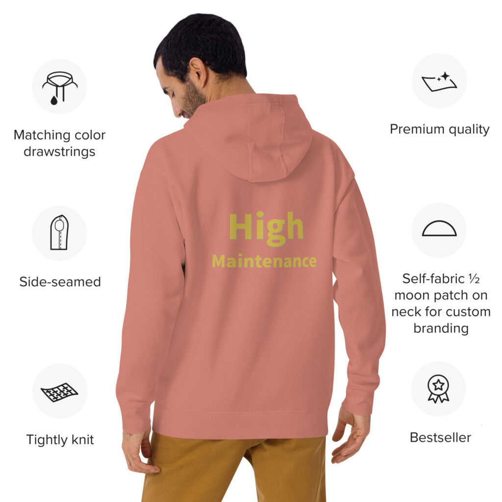 High Maintenance Heritage Hoodie II - Dusty Rose, 2XL