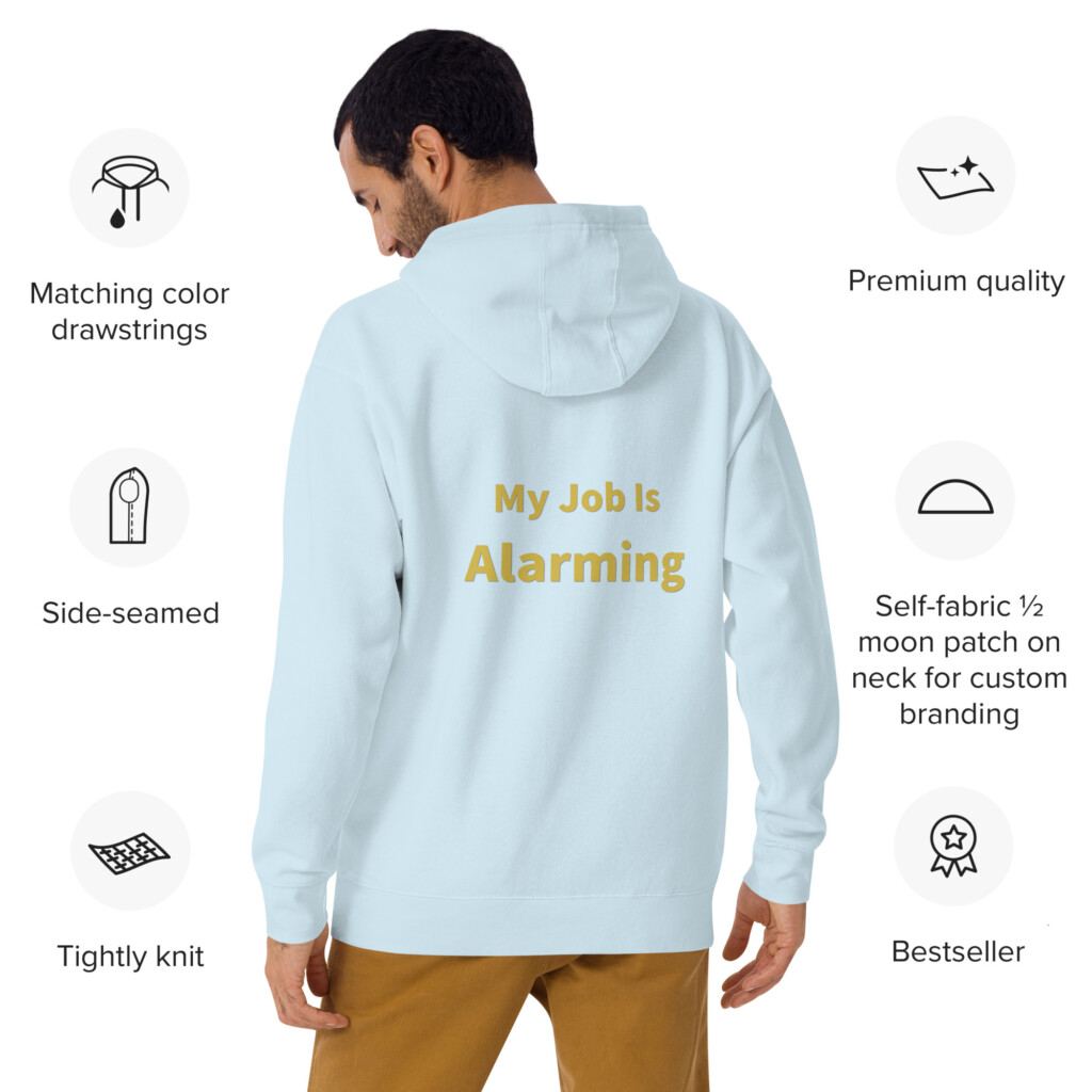 My Job is Alarming Heritage Hoodie II - Sky Blue, 2XL