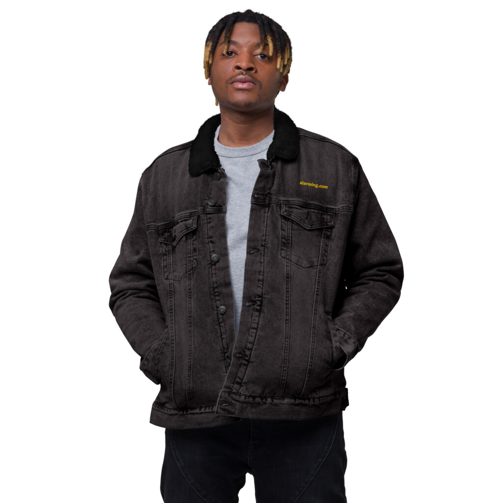 alarming.com Sherpa Denim Jacket - 2XL, Black Denim