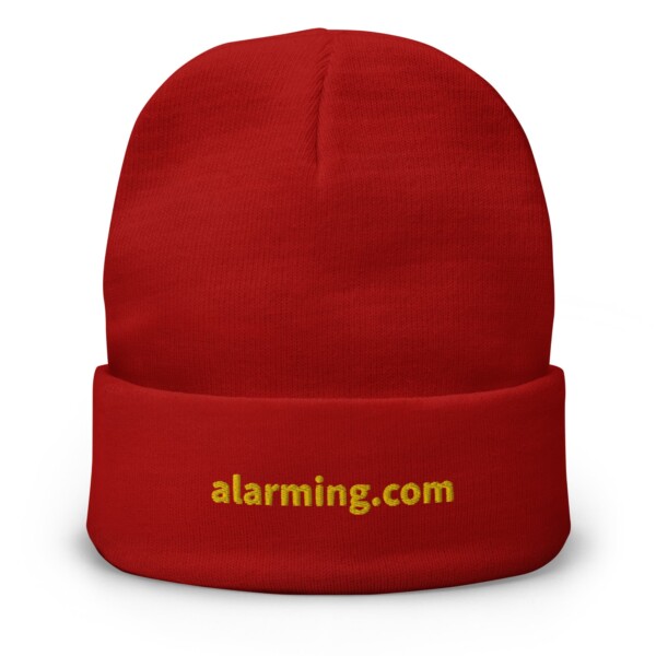 My Job is Alarming Embroidered Beanie - Red