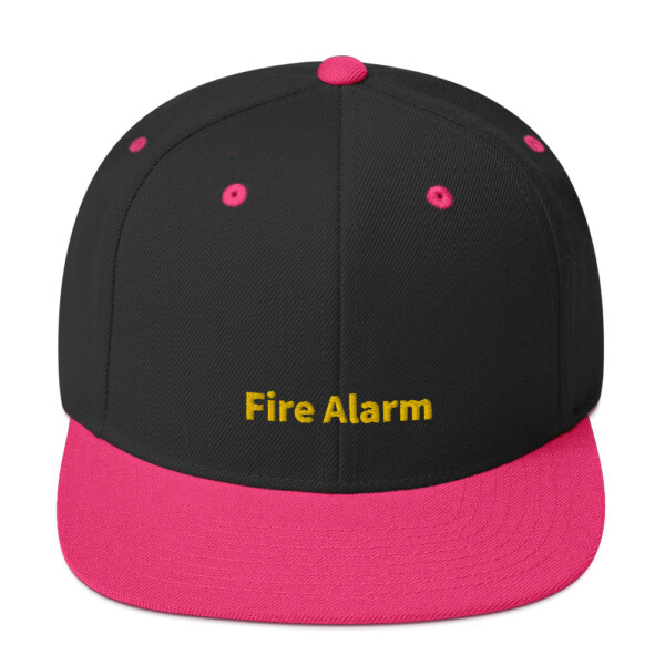 Fire Alarm Snapback Cap - Black/ Neon Pink