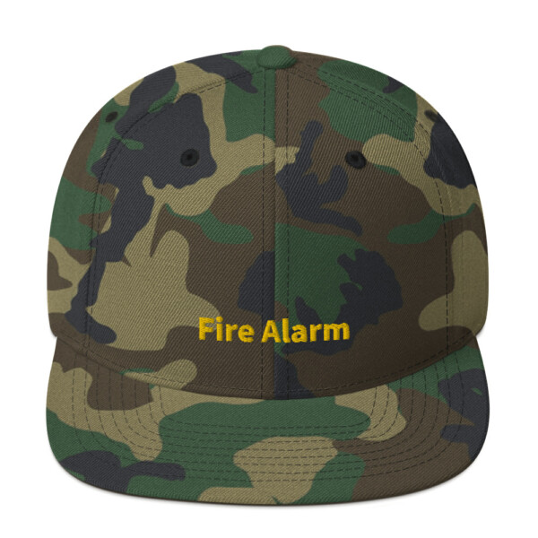 Fire Alarm Snapback Cap - Green Camo