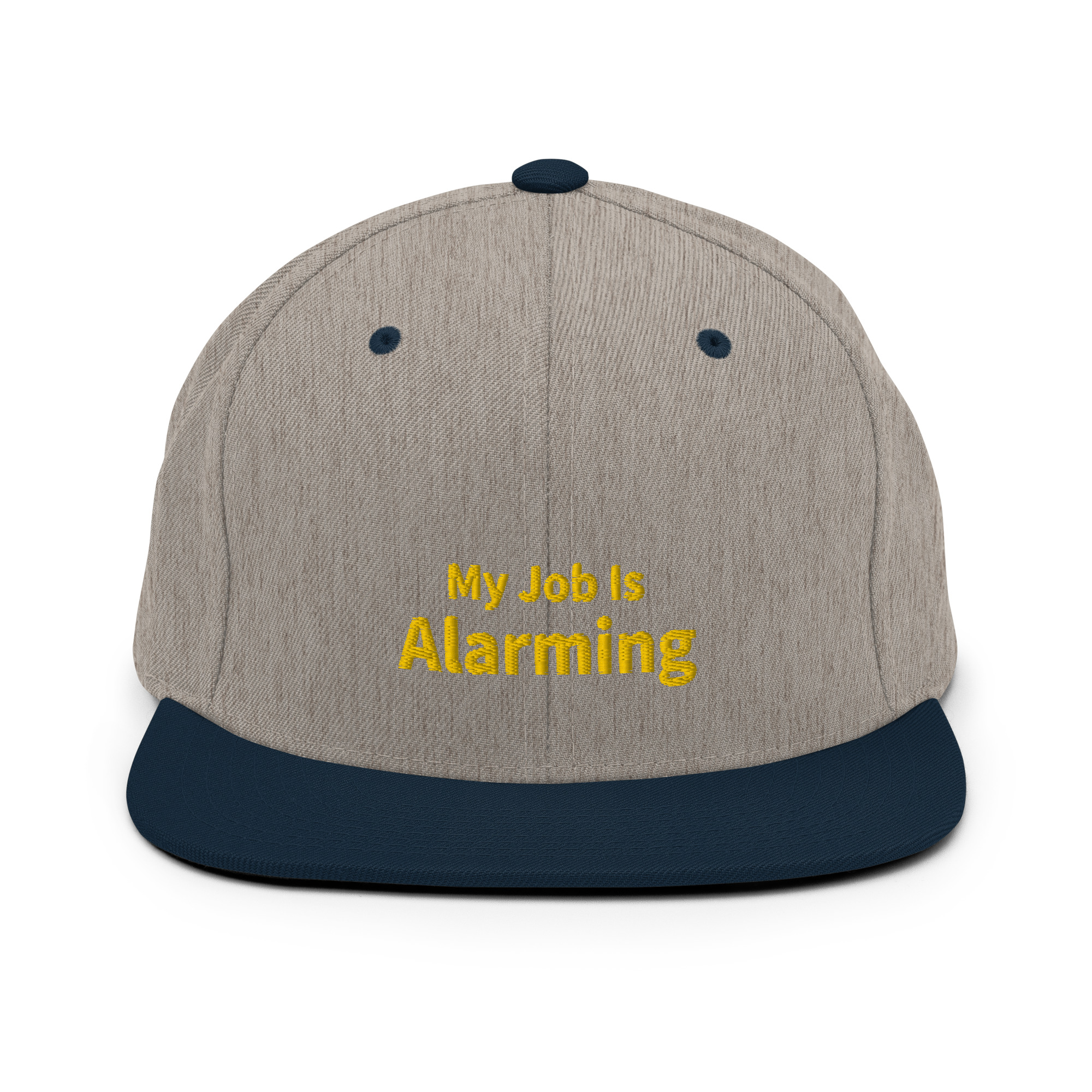My Job Is Alarming Snapback Cap - Heather Grey/ Navy