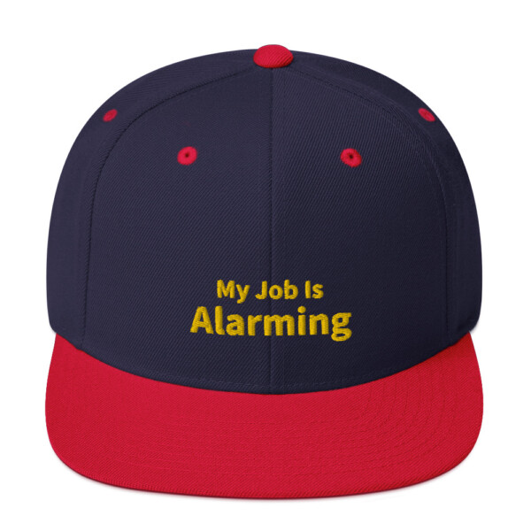 My Job Is Alarming Snapback Cap - Navy/ Red